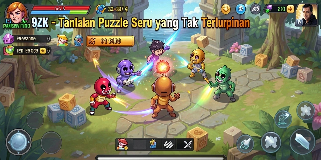 Screenshot gameplay 9ZK yang menunjukkan tantangan Puzzle yang menarik.