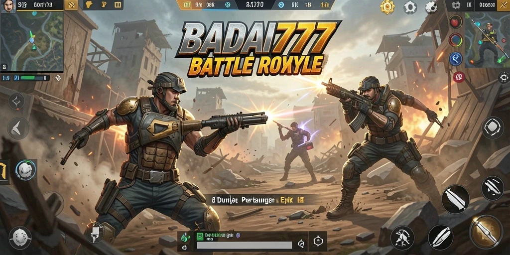 Tampilan seru gameplay <strong>BADAI777</strong> dalam aksi Battle Royale.