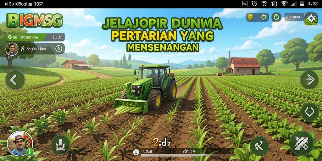 Tampilan gameplay seru BIGMSG dengan aktivitas bertani yang mengasyikkan.