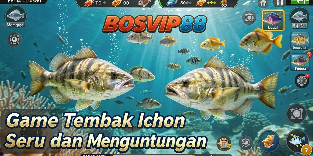 Screenshot gameplay <strong>BOSVIP88</strong> menampilkan aksi seru tembak ikan yang mendebarkan.