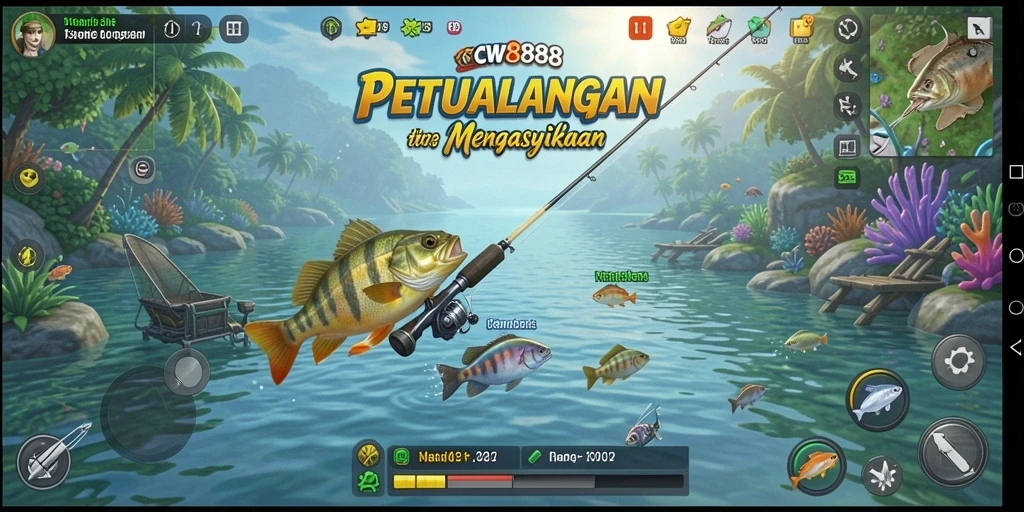 Tampilan gameplay memancing yang menarik dan menantang di CW8888.