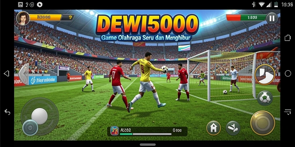 Screenshot DEWI5000 menampilkan aksi seru dalam pertandingan olahraga.