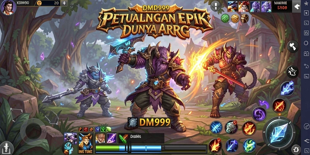 Tangkapan layar DMD999 menampilkan aksi pertempuran yang mendebarkan dalam dunia fantasi.