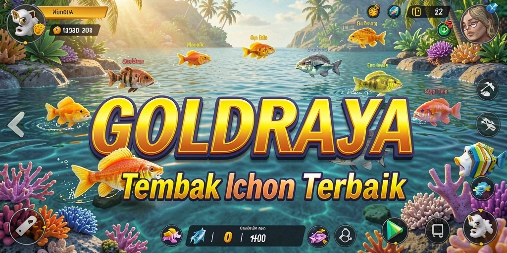 Screenshot gameplay Tembak Ikan yang menampilkan aksi seru dan ikan berwarna-warni.
