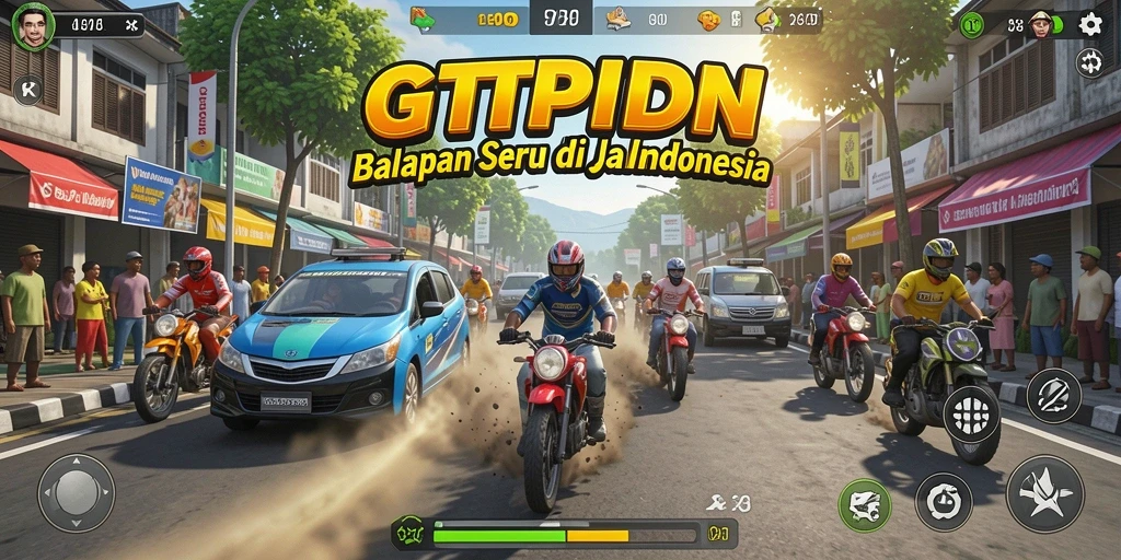 Tampilan gameplay balapan seru GTPIDN dengan mobil berkecepatan tinggi.