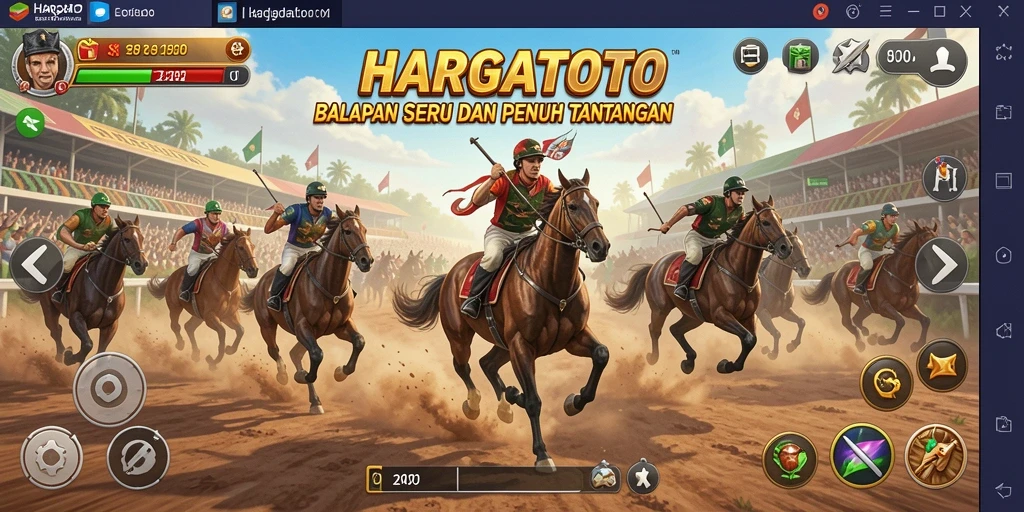 Tampilan gameplay balapan HARGATOTO yang menegangkan dan mendebarkan.
