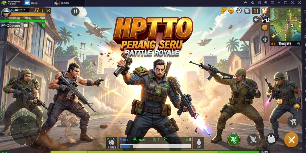 Tampilan gameplay seru di HPTOTO saat bertarung di arena Battle Royale.