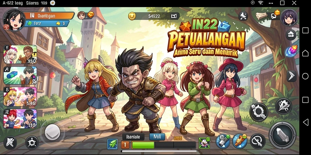 Tampilan gameplay IN22 yang penuh warna dan karakter unik.