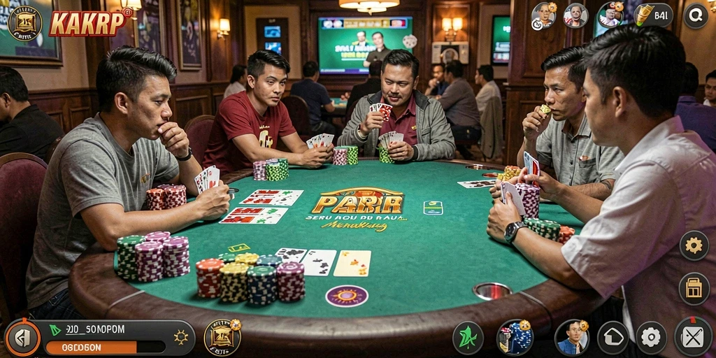 Screenshot menampilkan permainan Poker yang seru di KAKRP.