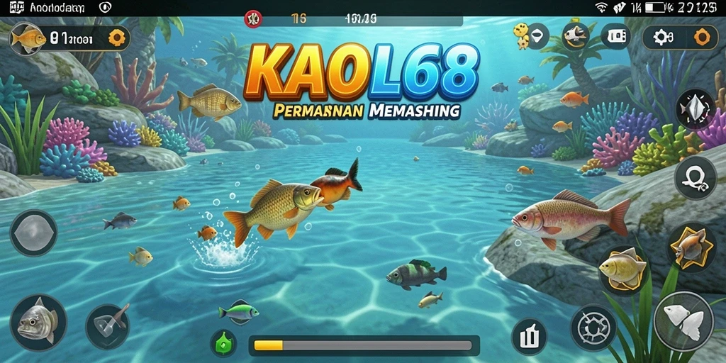 Gameplay KAOL68 menampilkan momen seru saat memancing ikan besar.