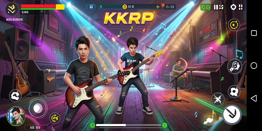 Screenshot gameplay KKRP menunjukkan pemain menikmati tantangan musik yang seru.