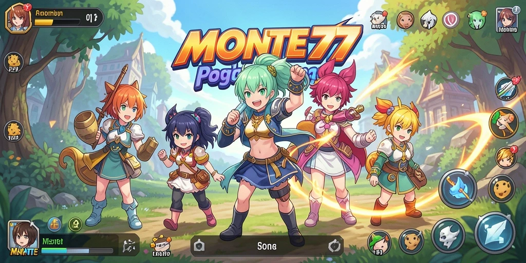 Screenshot gameplay MONTE77 menunjukkan aksi pertarungan seru dalam gaya Anime.