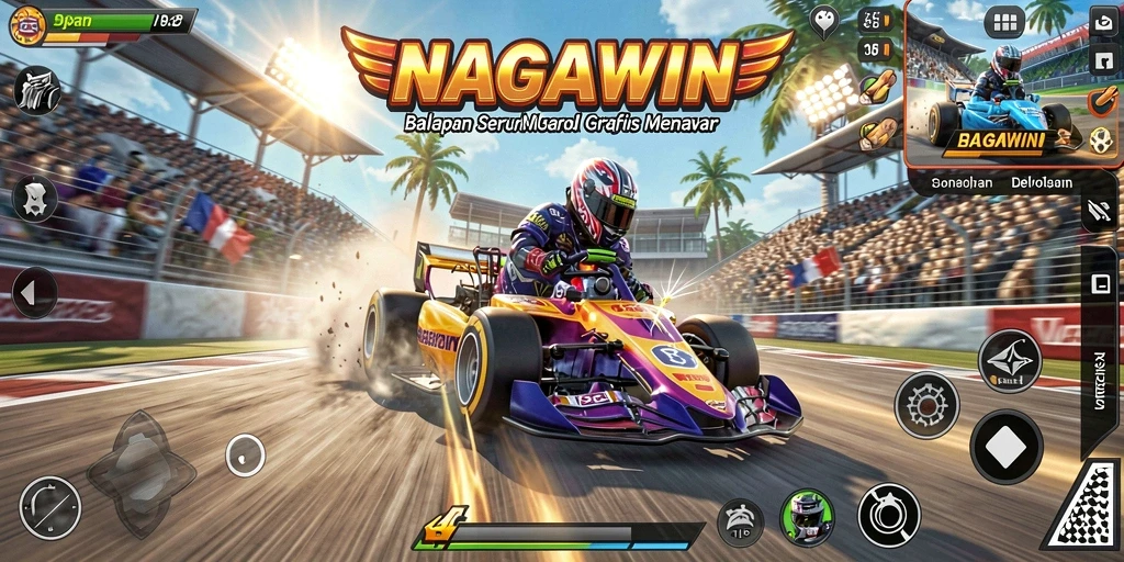 Gameplay menegangkan di lintasan balapan NAGAWIN.