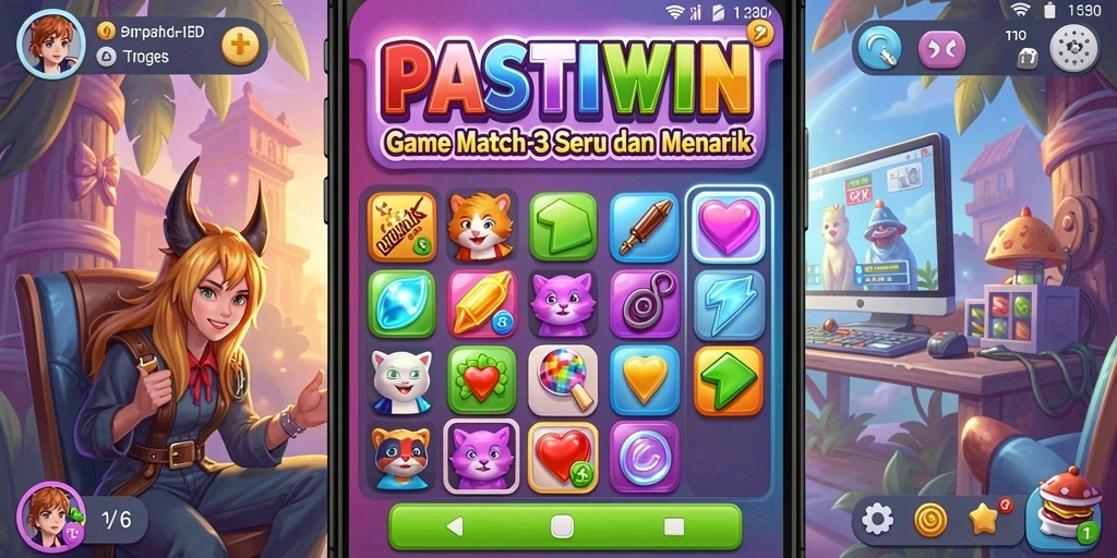 Tampilan gameplay PASTIWIN yang seru dengan elemen Match-3.
