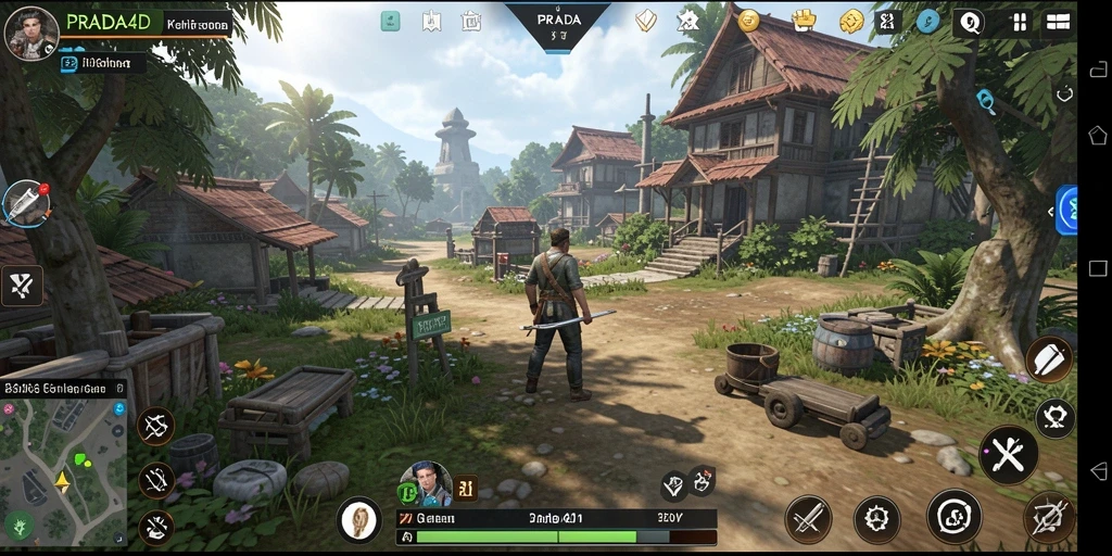 Tangkapan layar gameplay PRADA4D menampilkan aksi seru dalam membangun kerajaan.