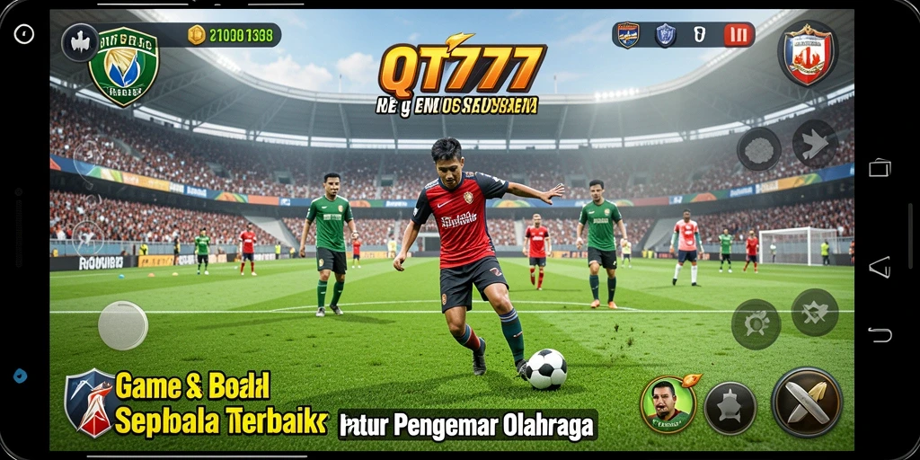 Tampilan gameplay QT777 yang seru dan mendebarkan saat pertandingan sepak bola.