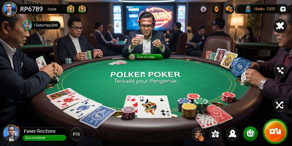 Tampilan gameplay Poker seru di RP6789 dengan tampilan kartu menarik.