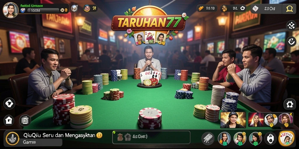 Screenshot TARUHAN77 menunjukkan gameplay QiuQiu yang seru dan dinamis.