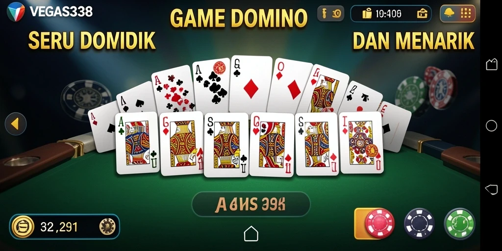 Tampilan menarik dari gameplay Domino di VEGAS338.