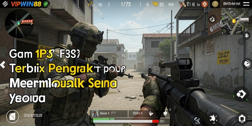 Screenshot gameplay VIPWIN88 yang menampilkan pertempuran seru di arena FPS.