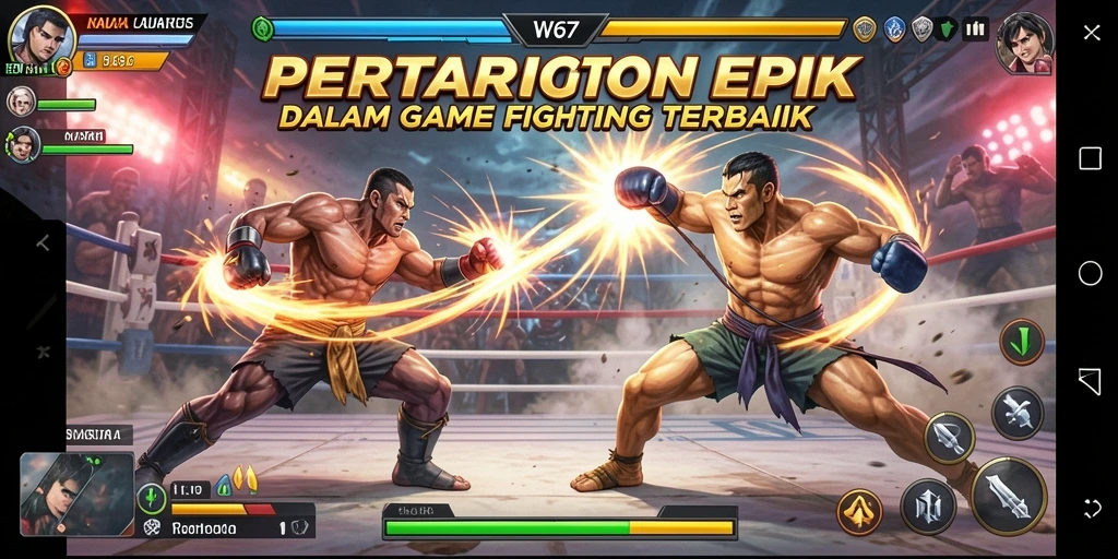 Gameplay W67 yang menegangkan dengan pertarungan epik.